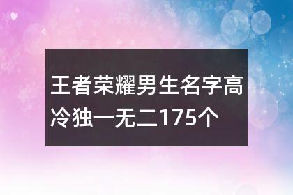 王者名字男生冷酷帅霸气