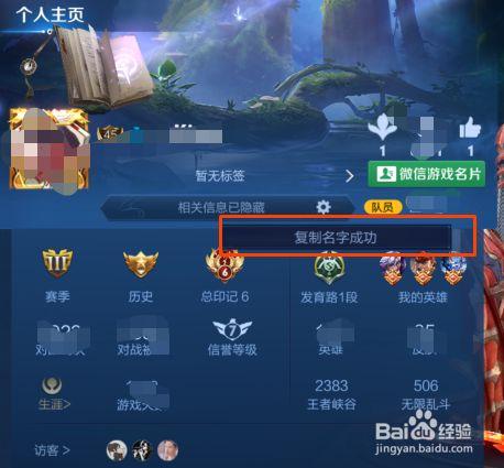 王者如何复制别人的名字