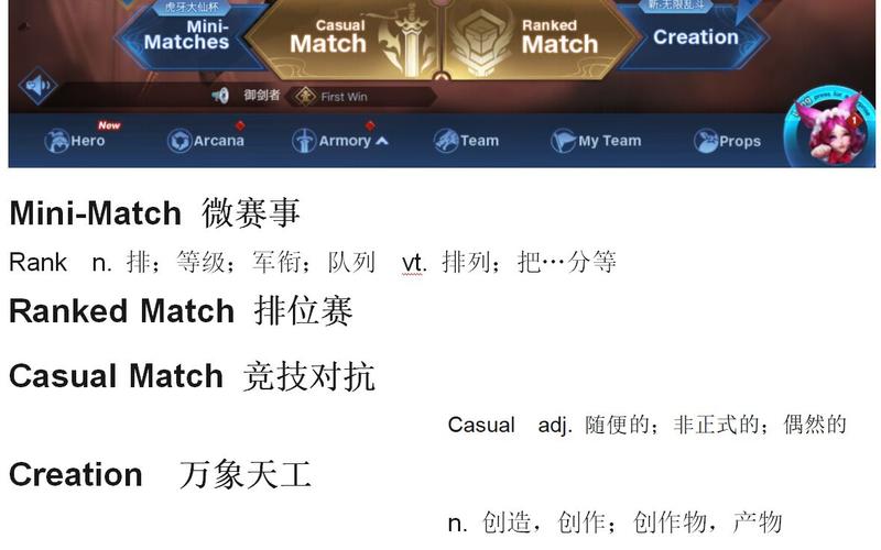 王者荣耀里面的英文都是什么意思